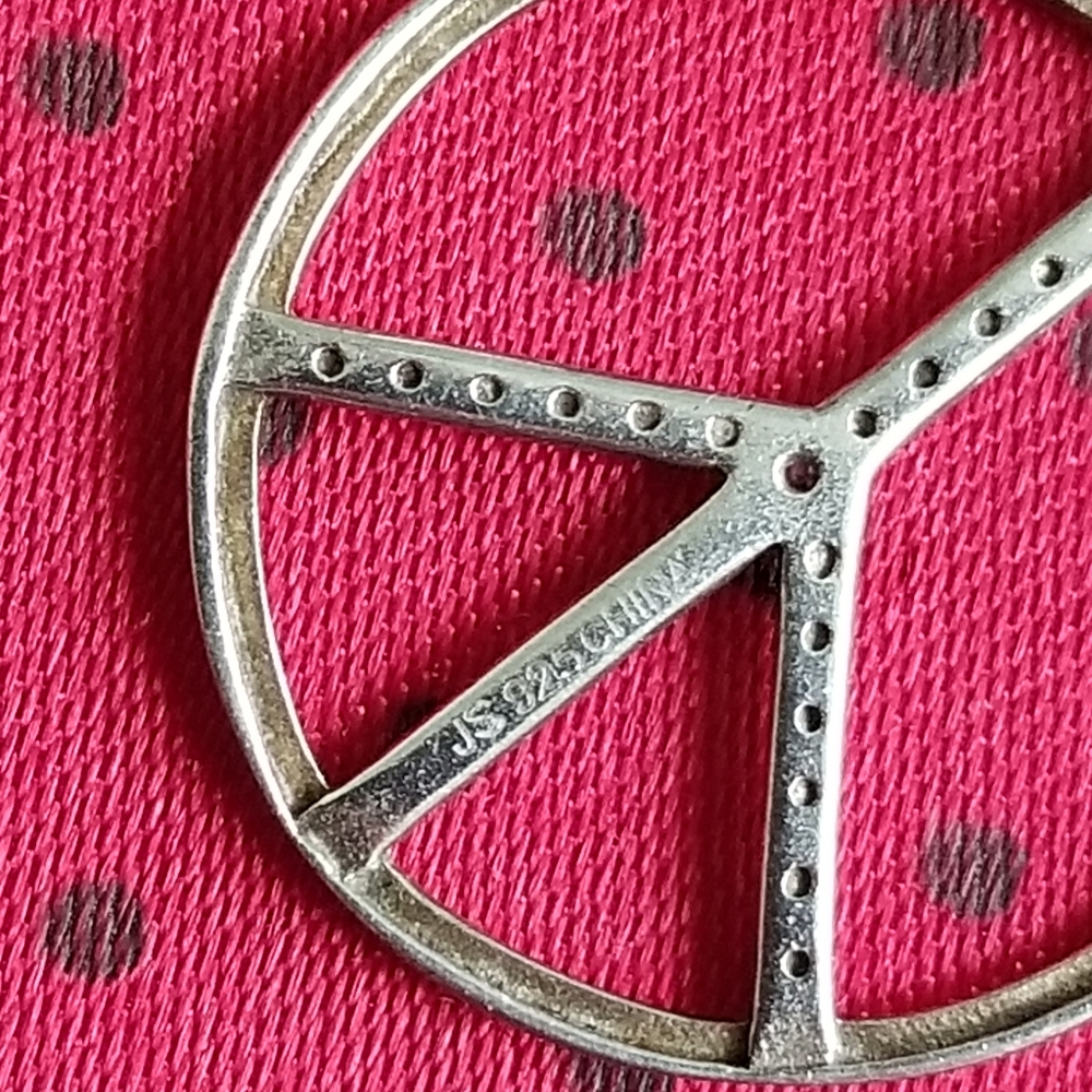 Sterling Silver & Diamond Peace Necklace - Picture 7 of 9